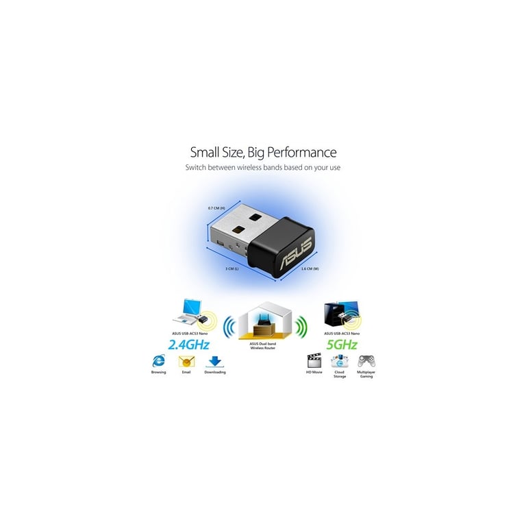 Мережева карта Wi-Fi ASUS USB-AC53 (90IG03P0-BM0R10) - фото 3