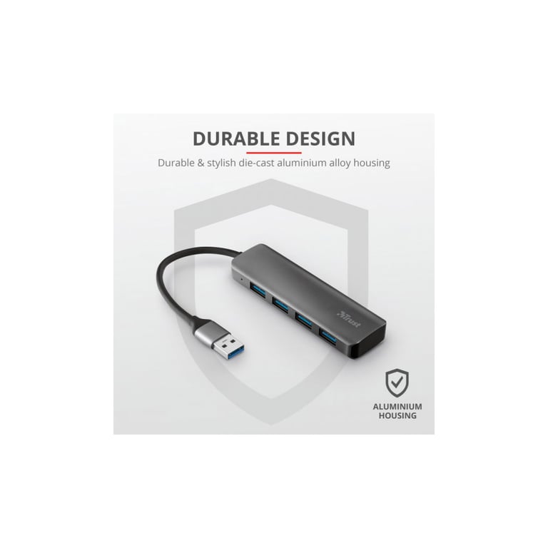 Концентратор Halyx 4-Port USB-A 3.2 Grey Trust (24947_TRUST) - фото 12