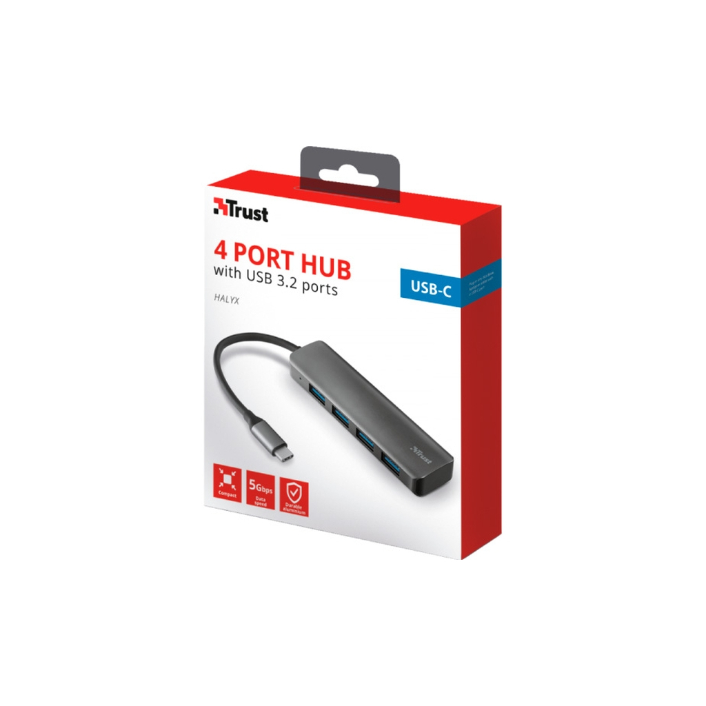 Концентратор Halyx Type-C to 4-Port USB-A 3.2 Grey Trust (24948_TRUST) - фото 7 Концентратор Halyx Type-C to 4-Port USB-A 3.2 Grey Trust (24948_TRUST) - фото 7