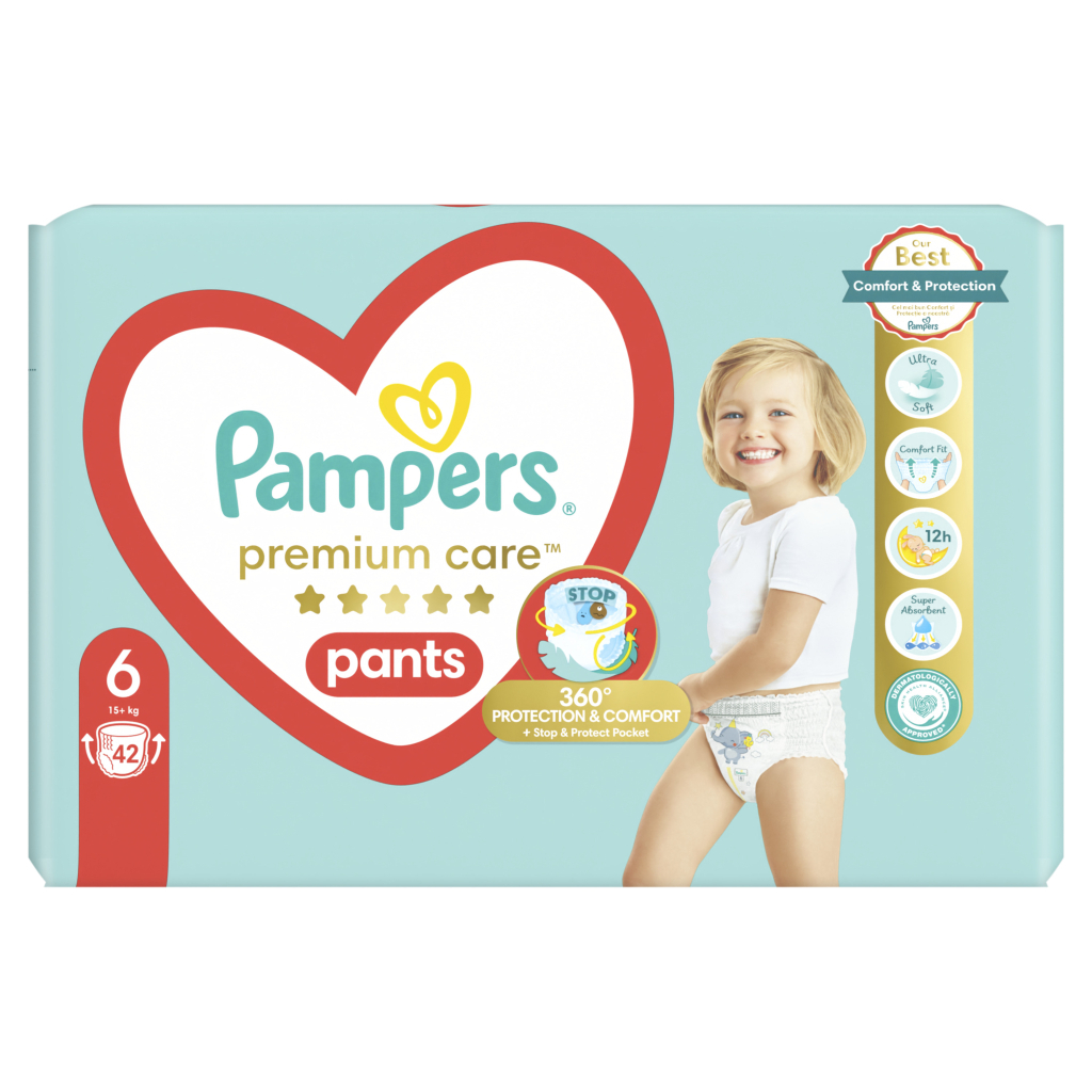 Підгузки Pampers Premium Care Pants Розмір 6 (15+ кг) 42 шт (8001841325545) - фото 2 Підгузки Pampers Premium Care Pants Розмір 6 (15+ кг) 42 шт (8001841325545) - фото 2