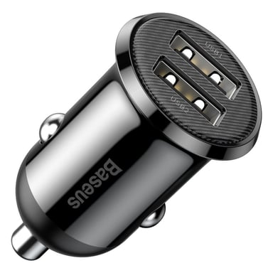 Зарядний пристрій Baseus Grain Pro Car Charger (Dual USB 4.8A ) USB Black (CCALLP-01) - фото 1
