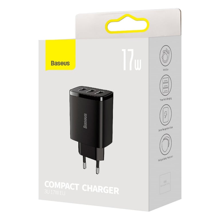 Зарядний пристрій Baseus Compact Charger 3U Black (CCXJ020101) - фото 5