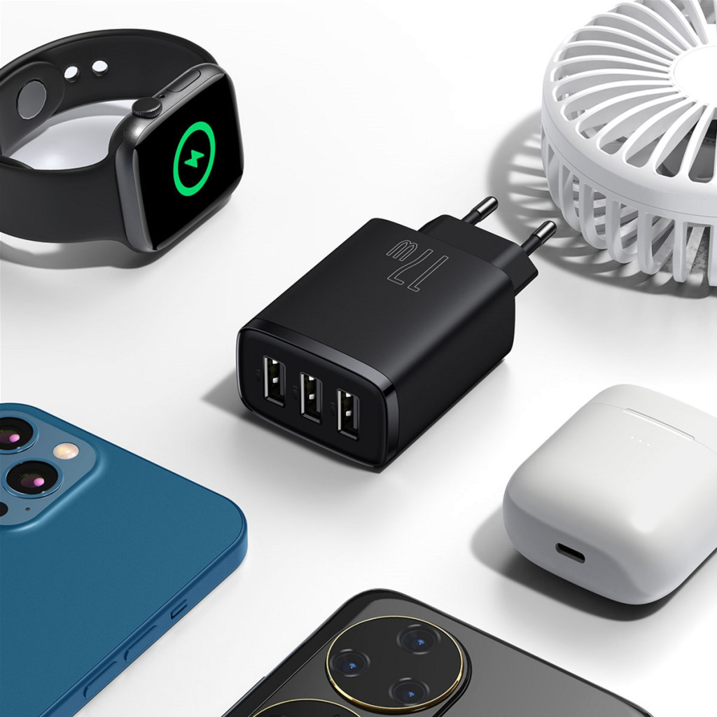 Зарядний пристрій Baseus Compact Charger 3U Black (CCXJ020101) - фото 7 Зарядний пристрій Baseus Compact Charger 3U Black (CCXJ020101) - фото 7