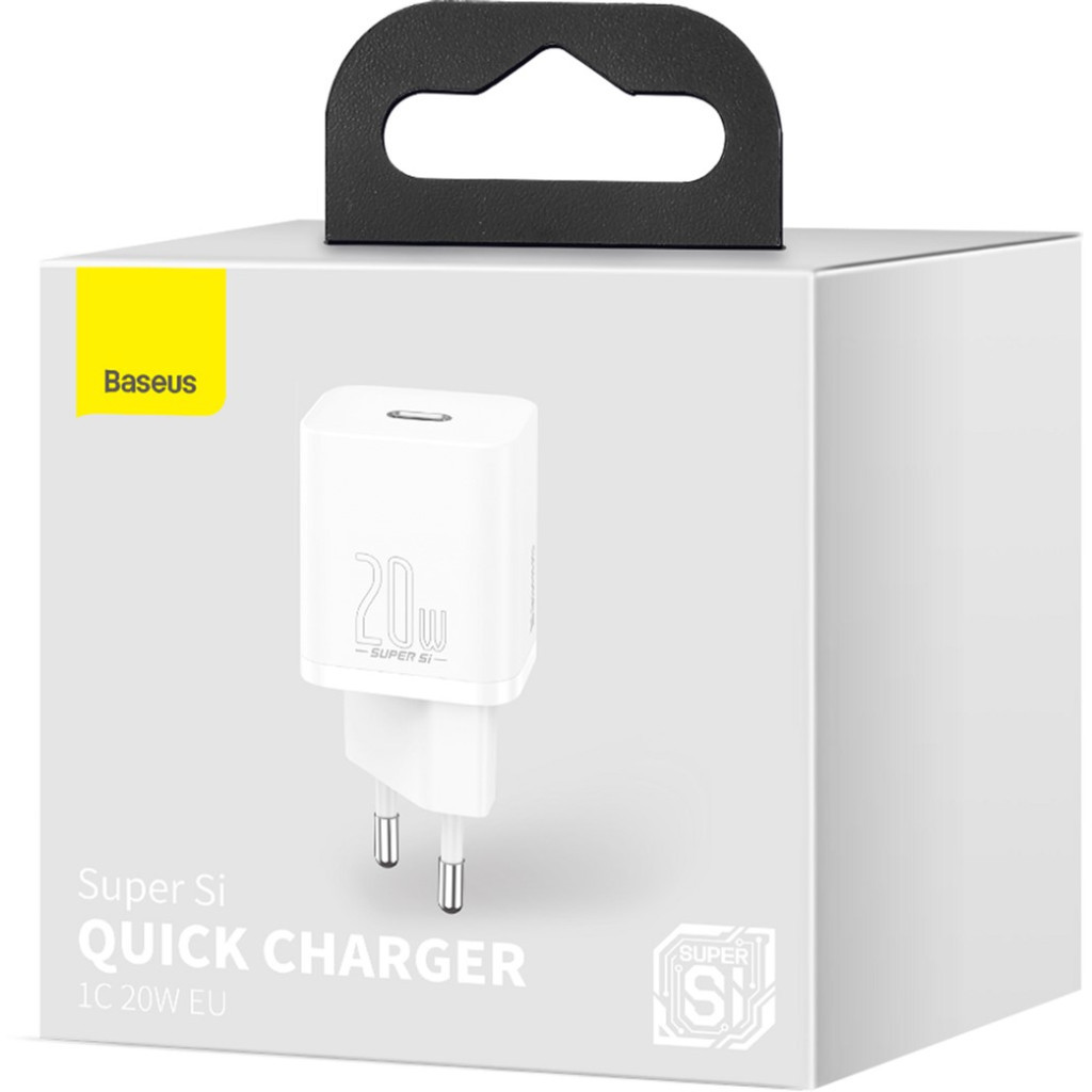 Зарядний пристрій Baseus Super Si Quick Charger 1C 20W EU White (CCSUP-B02) - фото 8 Зарядний пристрій Baseus Super Si Quick Charger 1C 20W EU White (CCSUP-B02) - фото 8