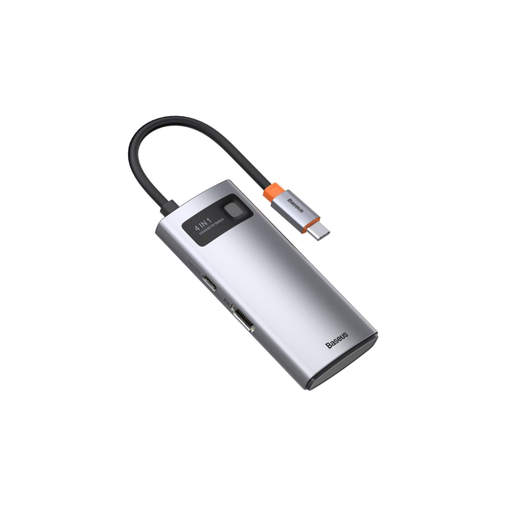Концентратор Baseus Metal Gleam Series 4-in-1 Multifunctional Gray (CAHUB-CY0G) - фото 1