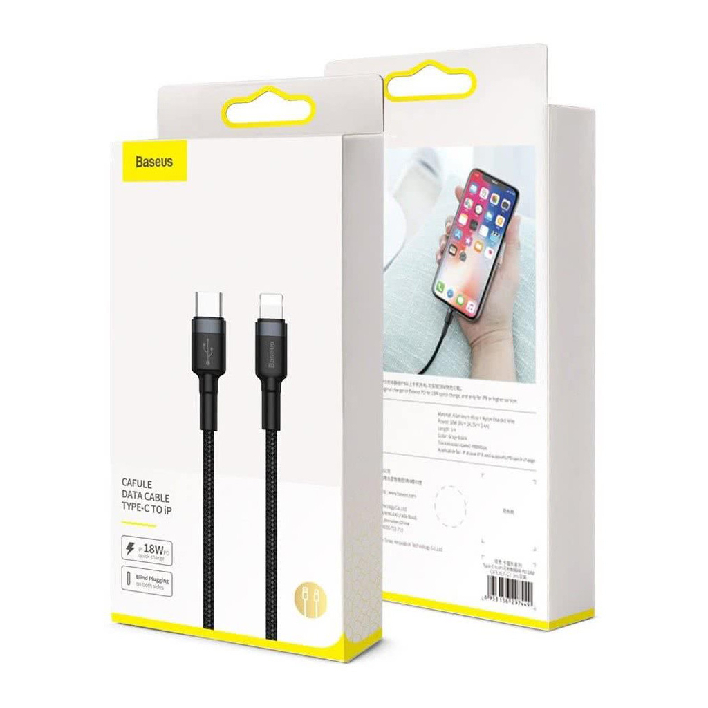 Дата кабель USB-C to Lightning 1.0m 18W 2.1A Cafule Black-Grey Baseus (CATLKLF-G1) - фото 10 Дата кабель USB-C to Lightning 1.0m 18W 2.1A Cafule Black-Grey Baseus (CATLKLF-G1) - фото 10