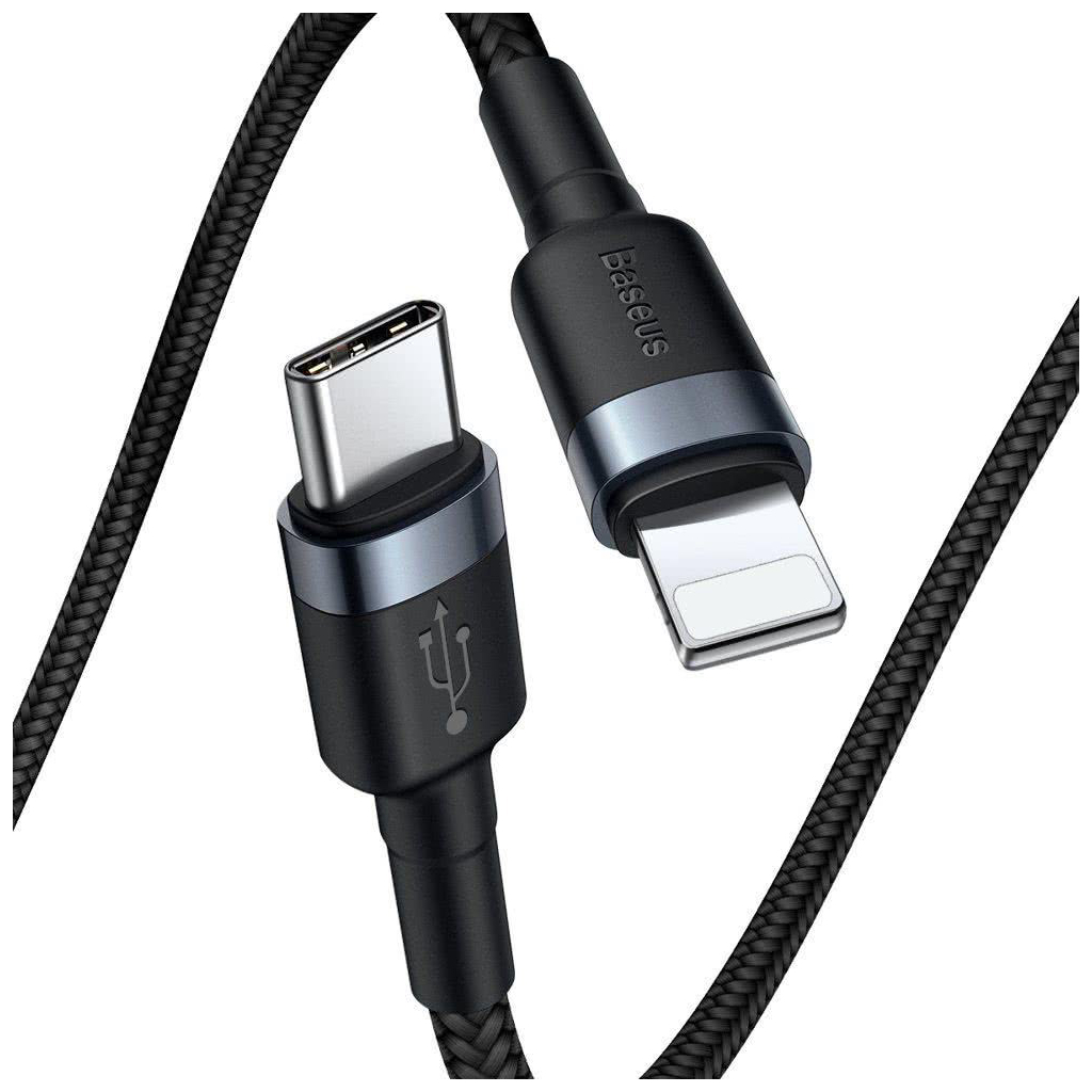 Дата кабель USB-C to Lightning 1.0m 18W 2.1A Cafule Black-Grey Baseus (CATLKLF-G1) - фото 2 Дата кабель USB-C to Lightning 1.0m 18W 2.1A Cafule Black-Grey Baseus (CATLKLF-G1) - фото 2