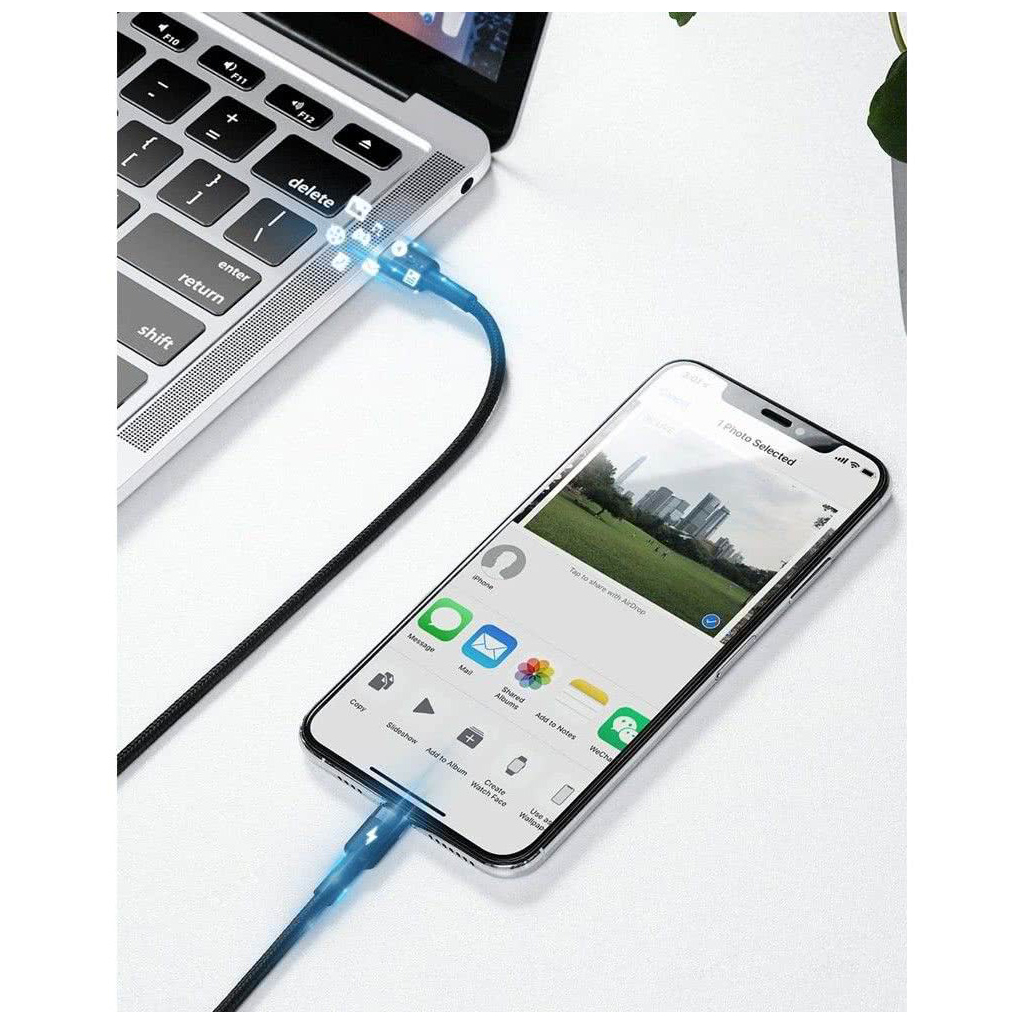 Дата кабель USB-C to Lightning 1.0m 18W 2.1A Cafule Black-Grey Baseus (CATLKLF-G1) - фото 8 Дата кабель USB-C to Lightning 1.0m 18W 2.1A Cafule Black-Grey Baseus (CATLKLF-G1) - фото 8