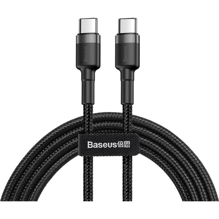 Дата кабель USB-C to USB-C 1.0m 3A 60W Cafule Black Baseus (CATKLF-GG1) - фото 1