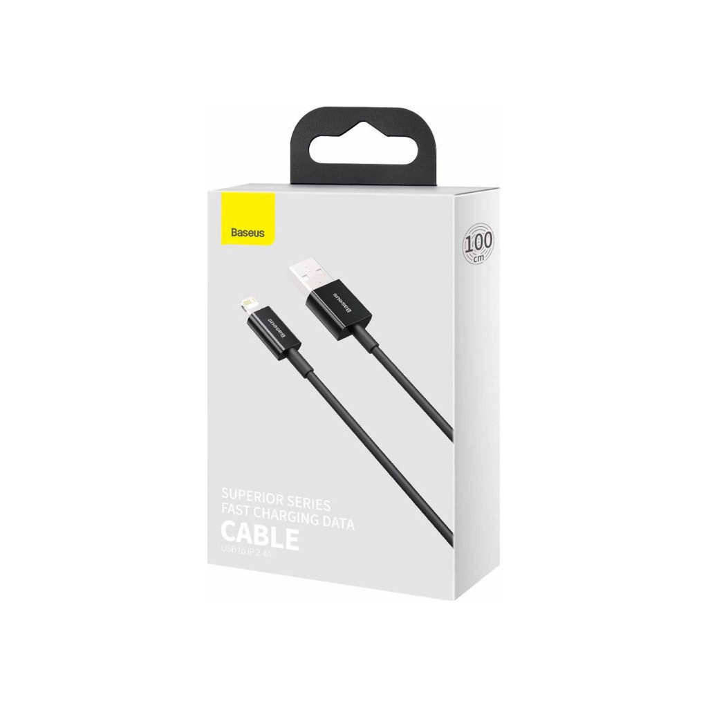 Дата кабель USB 2.0 AM to Lightning 1.0m 2.4A Superior Series Black Baseus (CALYS-A01) - фото 3 Дата кабель USB 2.0 AM to Lightning 1.0m 2.4A Superior Series Black Baseus (CALYS-A01) - фото 3