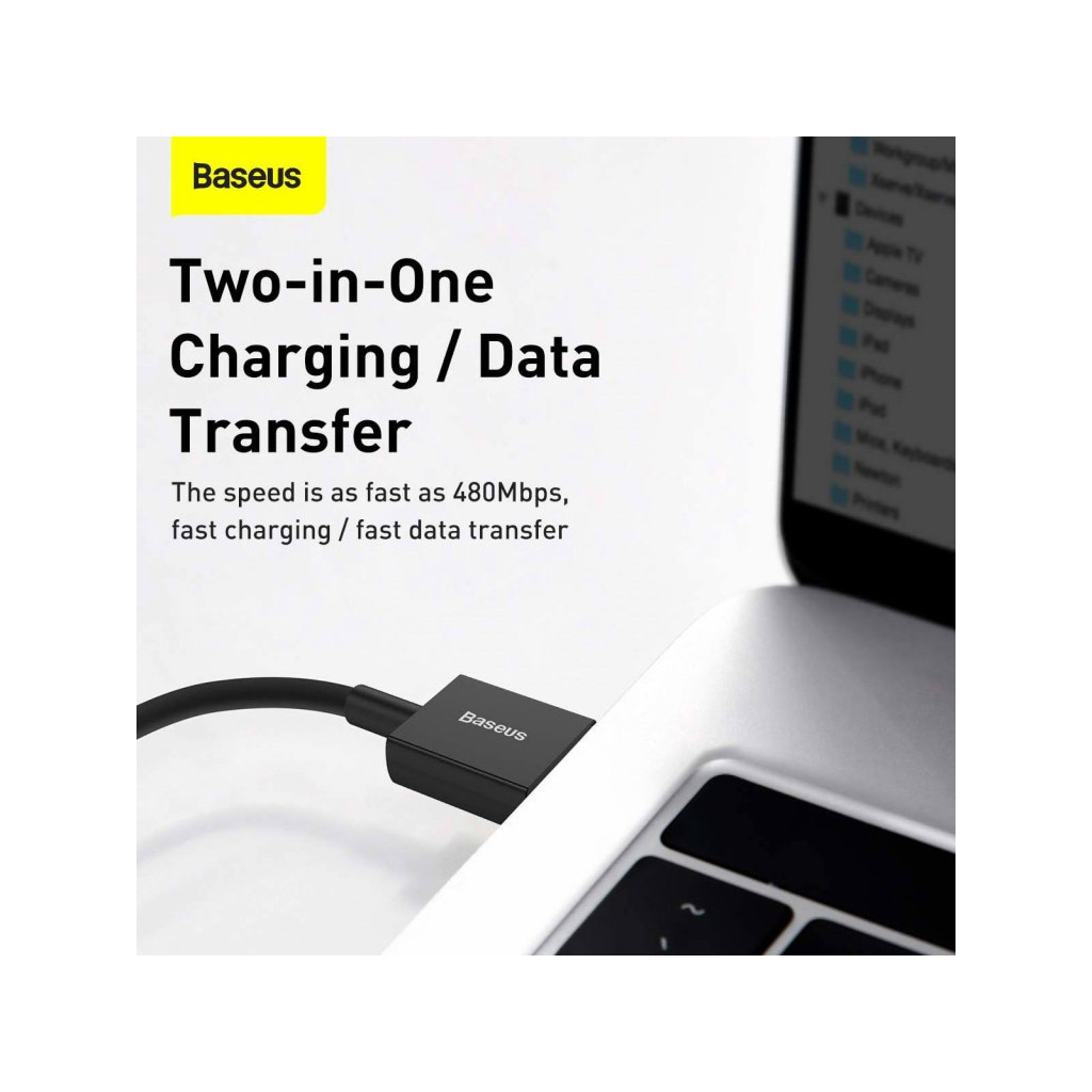 Дата кабель USB 2.0 AM to Lightning 1.0m 2.4A Superior Series Black Baseus (CALYS-A01) - фото 7 Дата кабель USB 2.0 AM to Lightning 1.0m 2.4A Superior Series Black Baseus (CALYS-A01) - фото 7