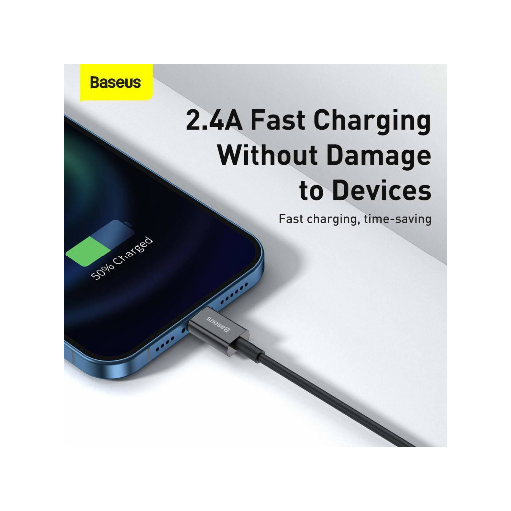 Дата кабель USB 2.0 AM to Lightning 1.0m 2.4A Superior Series Black Baseus (CALYS-A01) - фото 8 Дата кабель USB 2.0 AM to Lightning 1.0m 2.4A Superior Series Black Baseus (CALYS-A01) - фото 8