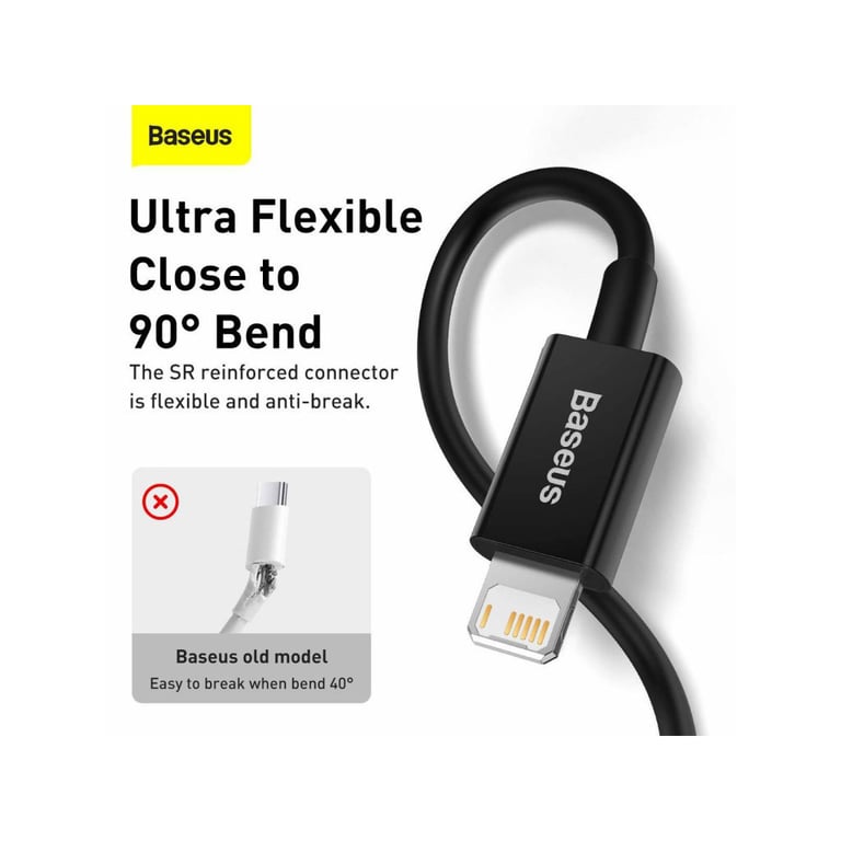 Дата кабель USB 2.0 AM to Lightning 1.0m 2.4A Superior Series Black Baseus (CALYS-A01) - фото 9