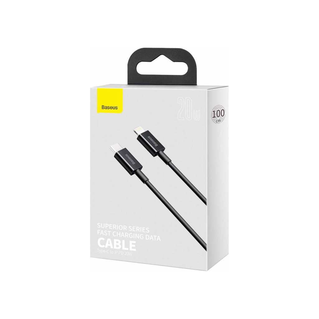 Дата кабель USB-C to Lightning 1.0m 20W Superior Series Black Baseus (CATLYS-A01) - фото 3 Дата кабель USB-C to Lightning 1.0m 20W Superior Series Black Baseus (CATLYS-A01) - фото 3