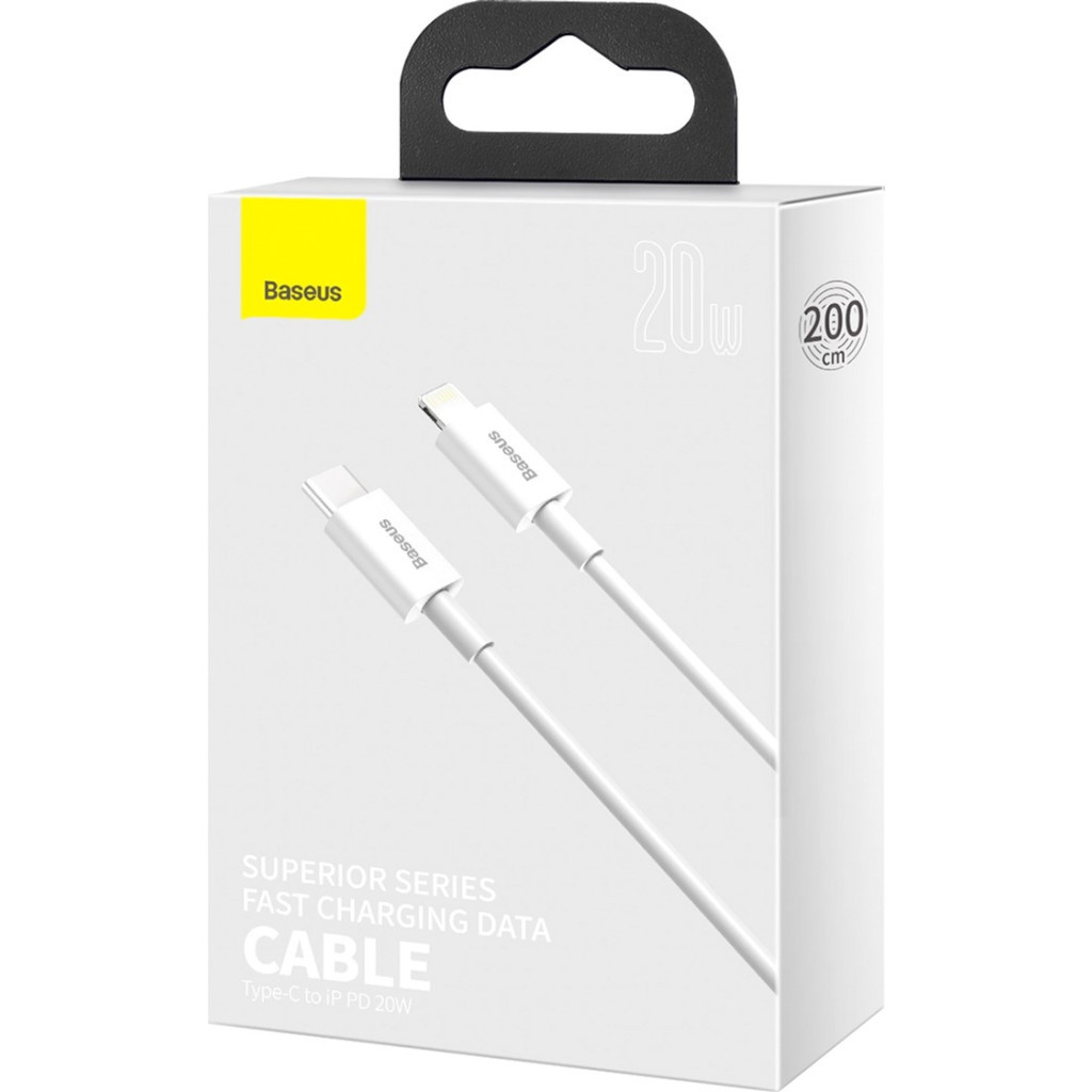 Дата кабель USB-C to Lightning 1.0m 20W Superior Series White Baseus (CATLYS-A02) - фото 10 Дата кабель USB-C to Lightning 1.0m 20W Superior Series White Baseus (CATLYS-A02) - фото 10