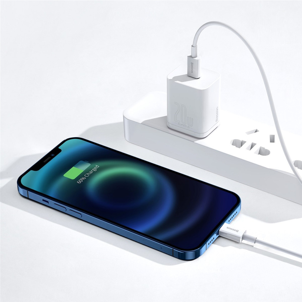 Дата кабель USB-C to Lightning 1.0m 20W Superior Series White Baseus (CATLYS-A02) - фото 7 Дата кабель USB-C to Lightning 1.0m 20W Superior Series White Baseus (CATLYS-A02) - фото 7