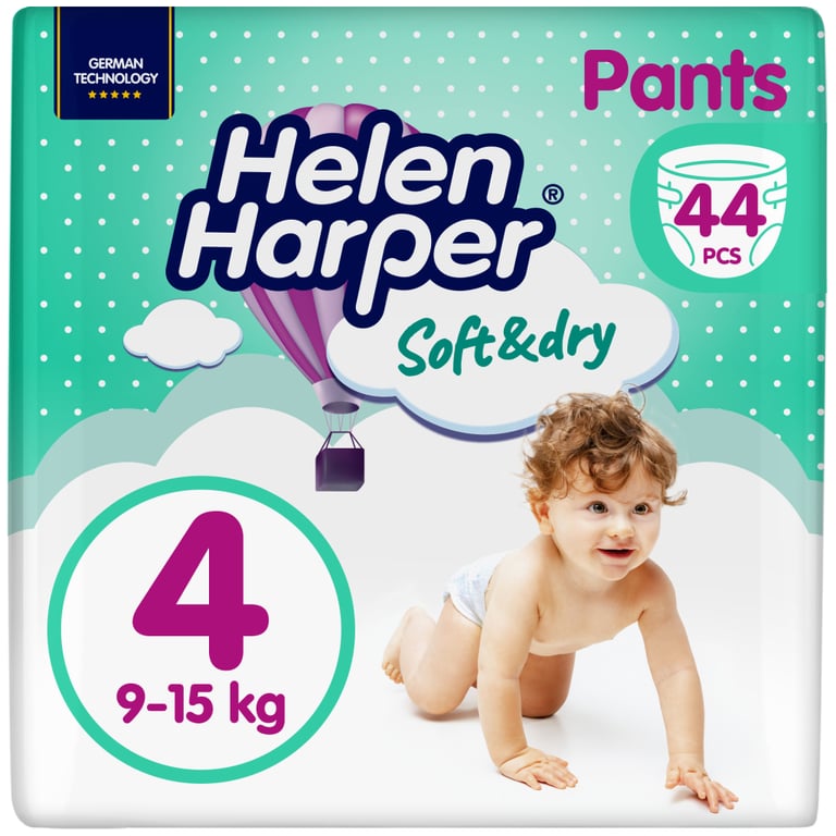 Підгузки Helen Harper Soft&Dry Maxi Розмір 4 (9-15 кг) 44 шт (5411416031703) (271440) - фото 1