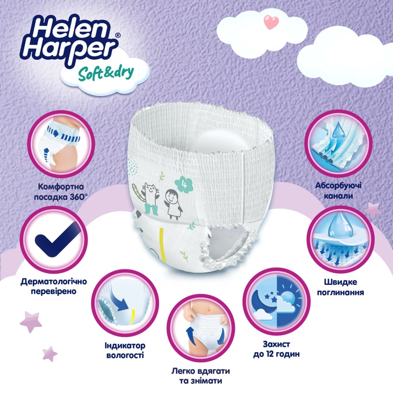 Підгузки Helen Harper Soft&Dry Maxi Розмір 4 (9-15 кг) 44 шт (5411416031703) (271440) - фото 2