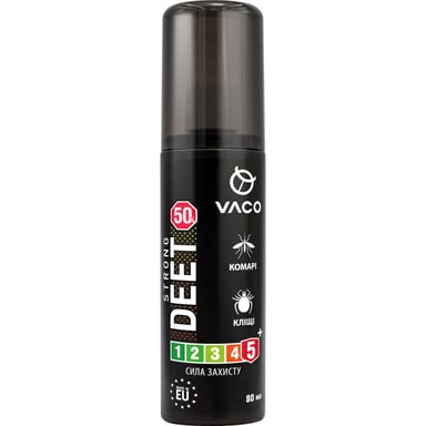 Спрей від комах Vaco Strong від комарів, кліщів і мошок Deet 50% 80 мл (5901821952460) - фото 1