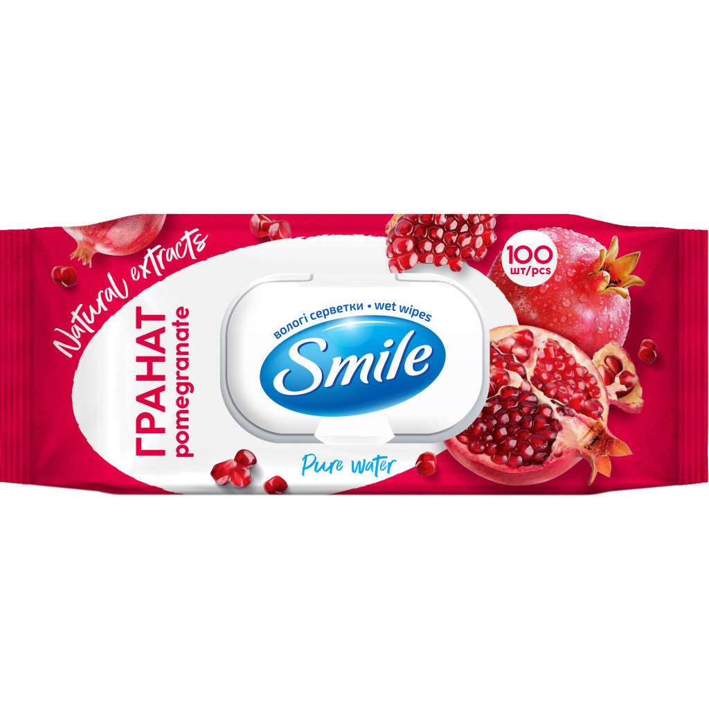 Вологі серветки Smile Daily Гранат 100 шт. (4823071656916) - фото 1
