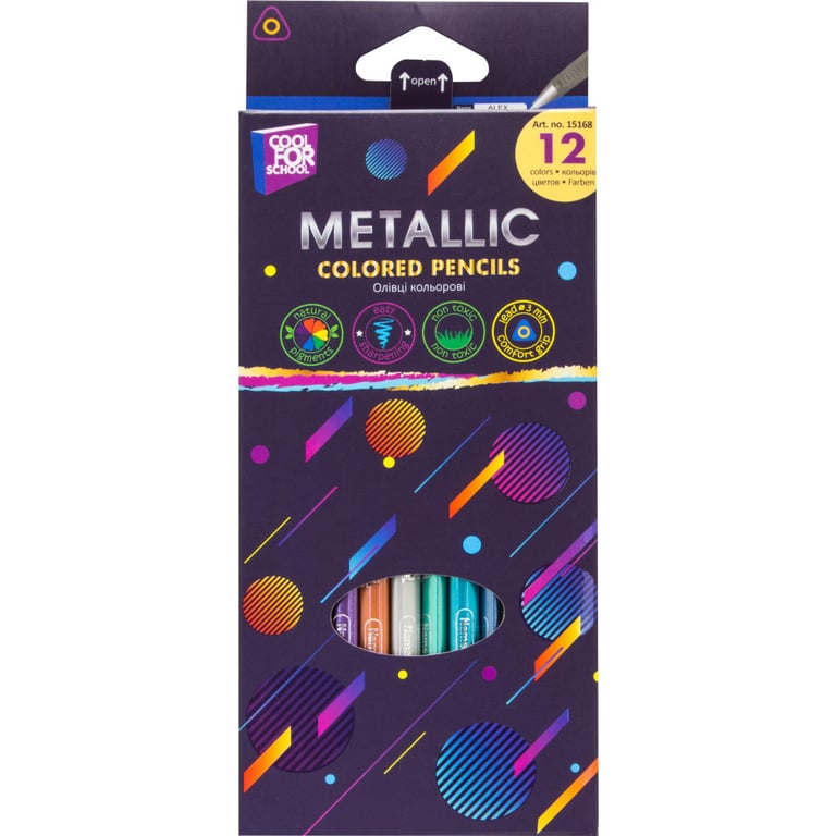 Олівці кольорові Cool For School Metallic 12 кольорів (CF15168) - фото 1