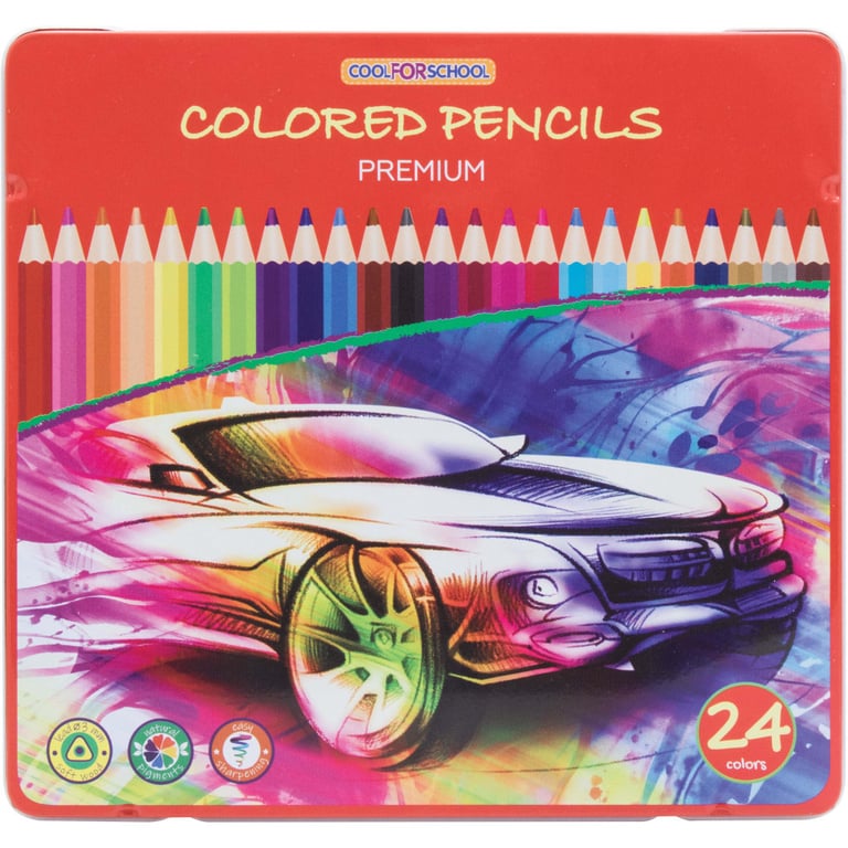 Олівці кольорові Cool For School Premium, тригранні,, 24 кольори (CF15179) - фото 1