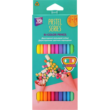 Олівці кольорові Cool For School Pastel Преміум, двосторонні,тригранні , 24 кольори (CF15187) - фото 1