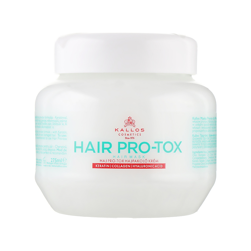 Маска для волосся Kallos Cosmetics Hair Pro-Tox Відновлювальна з кератином, колагеном і гіалуроновою кислотою 275 мл (5998889515942) Маска для волосся Kallos Cosmetics Hair Pro-Tox Відновлювальна з кератином, колагеном і гіалуроновою кислотою 275 мл (5998889515942)