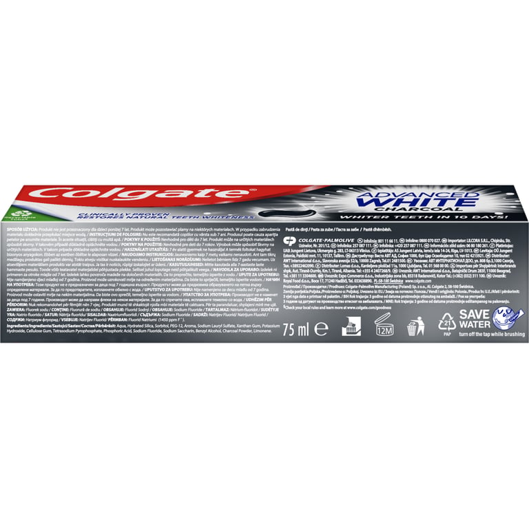Зубна паста Colgate Advanced White Charcoal Відбілювальна з вугіллям 75 мл (8718951253827) - фото 4