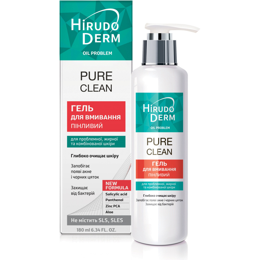 Гель для вмивання Біокон Hirudo Derm Oil Problem Pure Clean 180 мл (4820008318695) - головне фото
