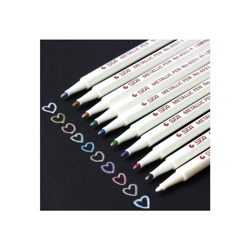 Художній маркер STA Маркер художній Paint STA 6551 1 мм, металік зелений (STA6551-M05) - фото 2 Художній маркер STA Маркер художній Paint STA 6551 1 мм, металік зелений (STA6551-M05) - фото 2