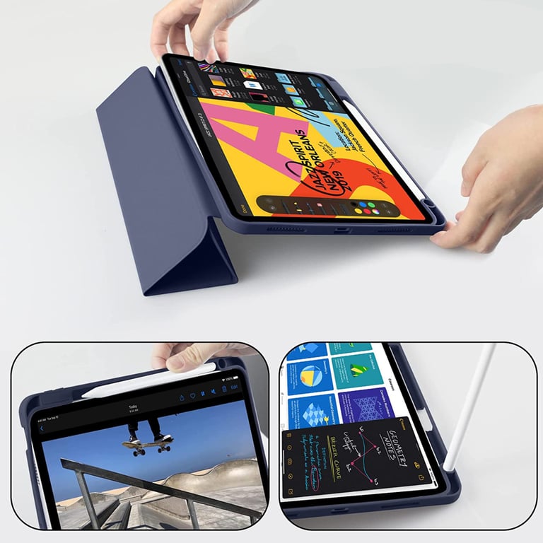 Чохол до планшета BeCover Tri Fold Soft TPU mount Apple Pencil Apple iPad Air 5 (2022) 10.9" Deep Blue (708454) - фото 3