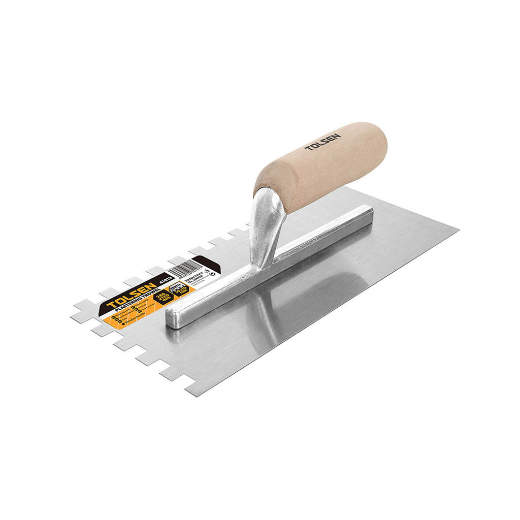 Затирка Tolsen сталева 280х120 мм зуб 10 мм дерев'яна ручка (41013) - фото 1 Затирка Tolsen сталева 280х120 мм зуб 10 мм дерев'яна ручка (41013) - фото 1