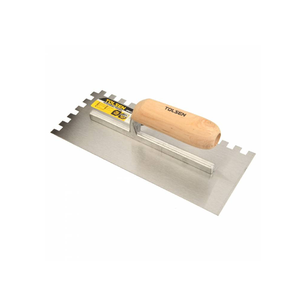 Затирка Tolsen сталева 280х120 мм зуб 10 мм дерев'яна ручка (41013) - фото 2 Затирка Tolsen сталева 280х120 мм зуб 10 мм дерев'яна ручка (41013) - фото 2