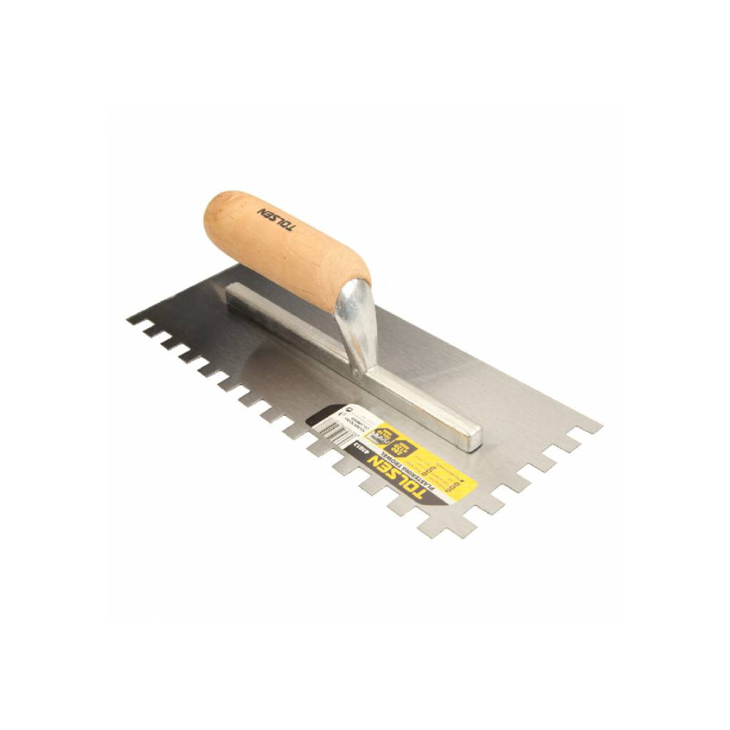Затирка Tolsen сталева 280х120 мм зуб 10 мм дерев'яна ручка (41013) - фото 4 Затирка Tolsen сталева 280х120 мм зуб 10 мм дерев'яна ручка (41013) - фото 4