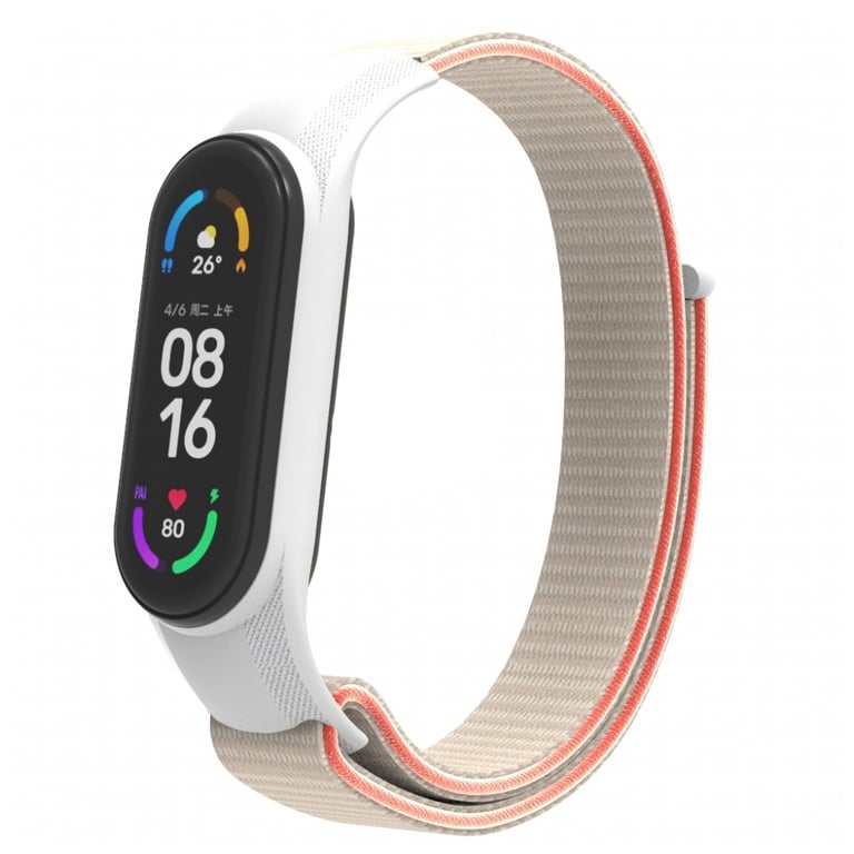 Ремінець до фітнес браслета Armorstandart нейлоновий для Xiaomi Mi Band 7/6/5/4 White/Red (ARM67846) - фото 1
