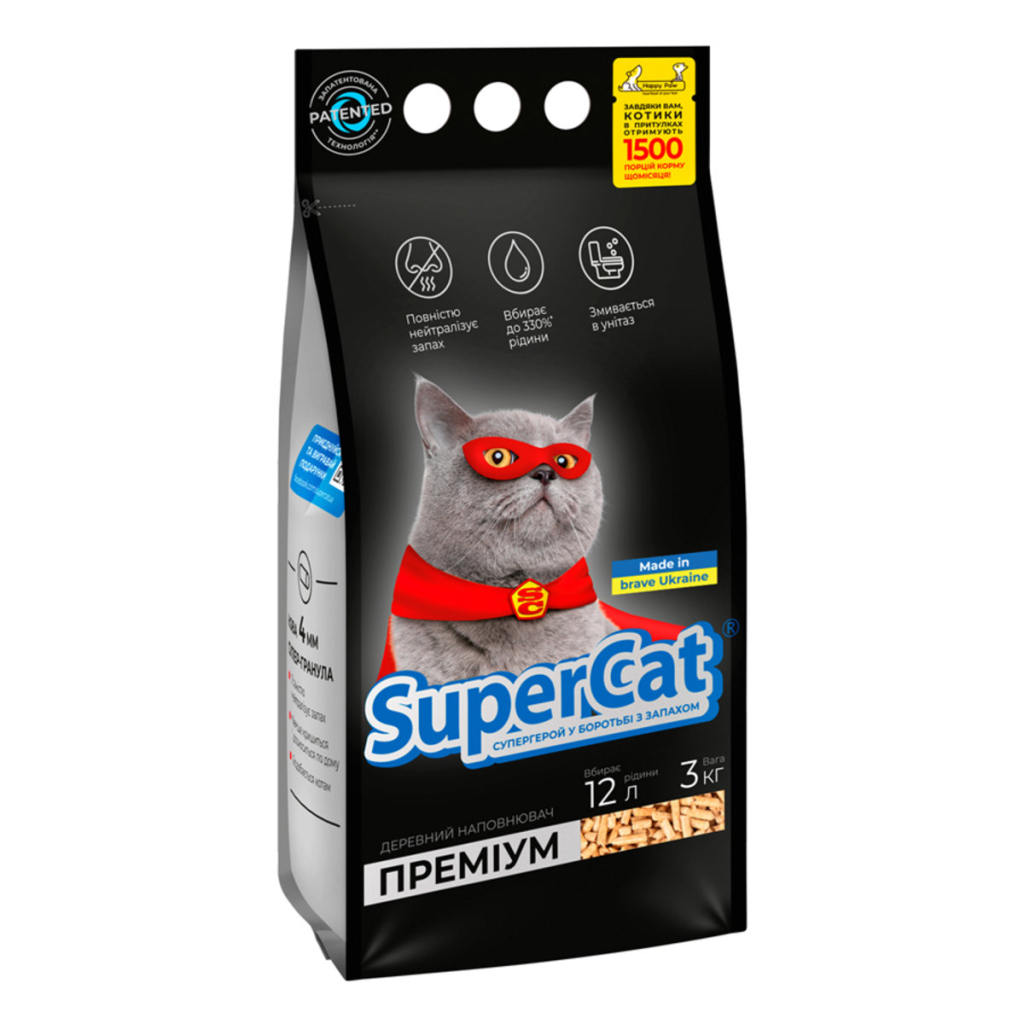 Наповнювач для туалету Super Cat Преміум Деревний вбирний 3 кг (4 л) (3547) - фото 1 Наповнювач для туалету Super Cat Преміум Деревний вбирний 3 кг (4 л) (3547) - фото 1