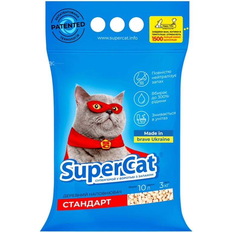 Наповнювач для туалету Super Cat Стандарт Деревний вбирний 3 кг (10 л) (3550) - фото 1