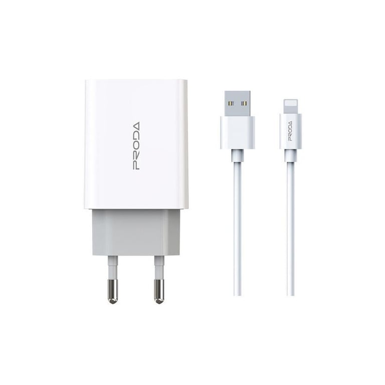 Зарядний пристрій Proda PD-A28i 2хUSB 2.4A + USB Ligthtning 1.0m (PD-A28i-WH) - фото 2