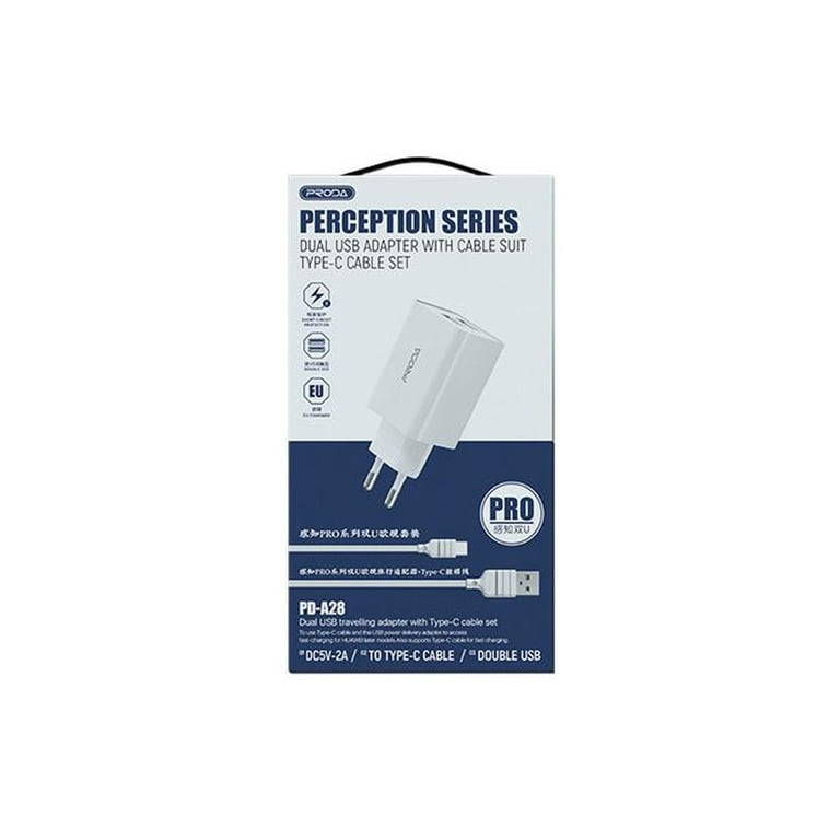 Зарядний пристрій Proda PD-A28i 2хUSB 2.4A + USB Ligthtning 1.0m (PD-A28i-WH) - фото 4