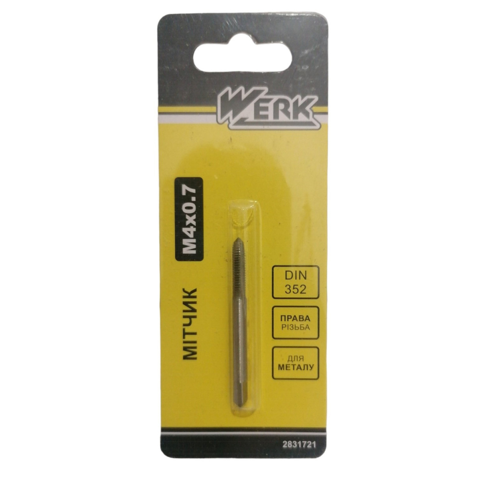 Мітчик Werk M4x0.7мм, 1шт. (122707) - фото 2 Мітчик Werk M4x0.7мм, 1шт. (122707) - фото 2