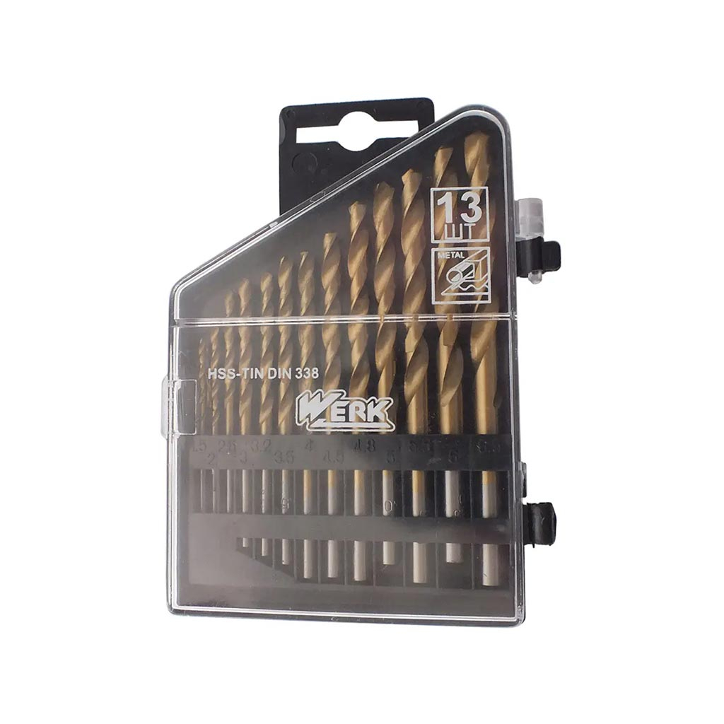 Набір свердл Werk по металу - 13 шт, Титанове покриття (1.5-6.5)х0.5+3.2+4.8мм (63683) - фото 1 Набір свердл Werk по металу - 13 шт, Титанове покриття (1.5-6.5)х0.5+3.2+4.8мм (63683) - фото 1