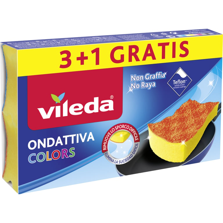 Губки кухонні Vileda Pur Active Colors для тефлону 4 шт. (4023103208049) - фото 2