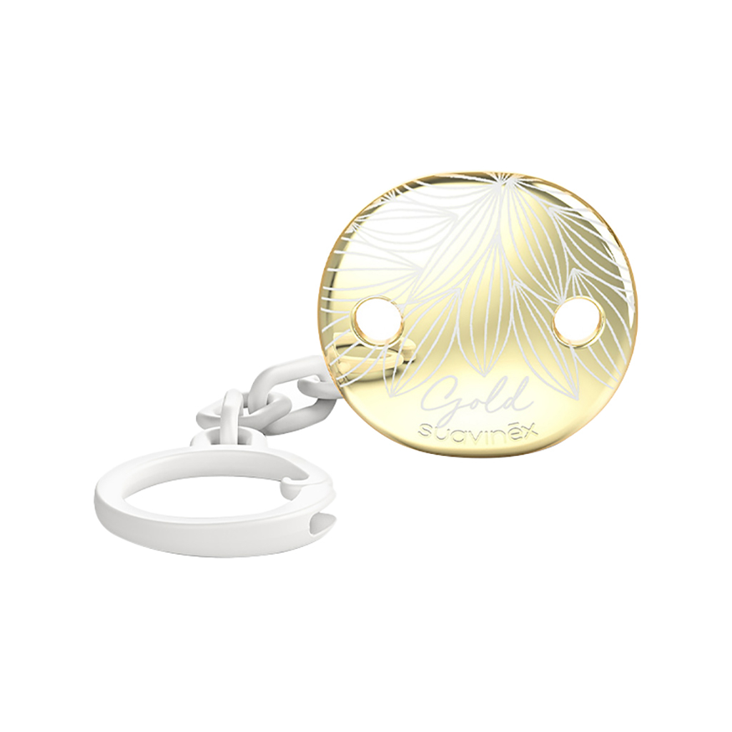 Кліпса для пустушок Suavinex Gold Edition біла (307866) - фото 1