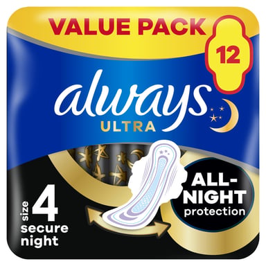 Гігієнічні прокладки Always Ultra Secure Night (Розмір 4) 12 шт. (4015400612469) - фото 1