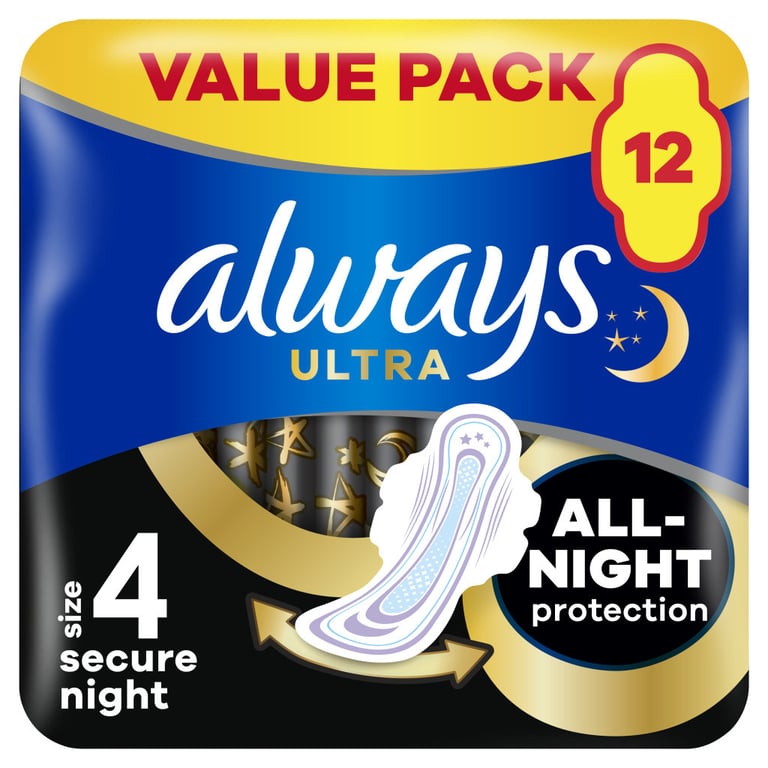 Гігієнічні прокладки Always Ultra Secure Night (Розмір 4) 12 шт. (4015400612469) - фото 1