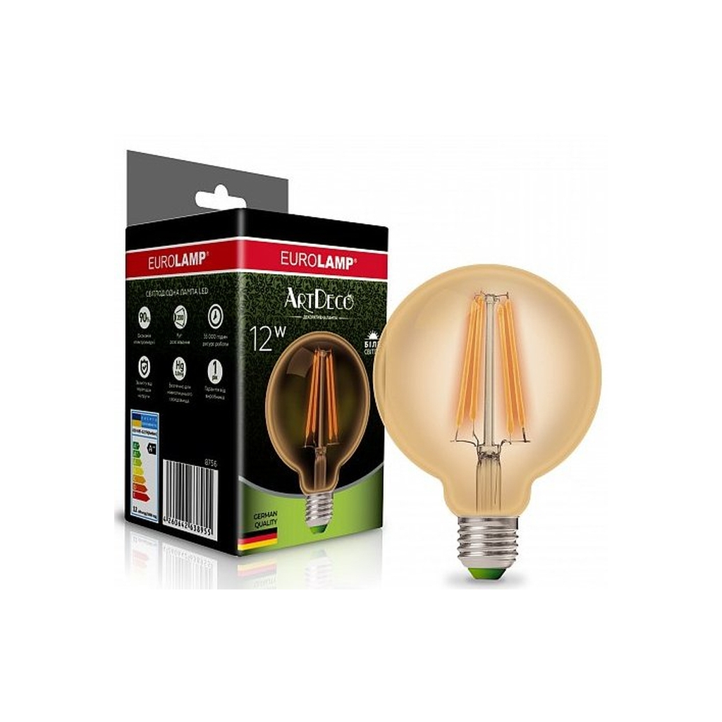 Лампочка Eurolamp G95 12W E27 4000K (LED-G95-12274(Amber)) - фото 1