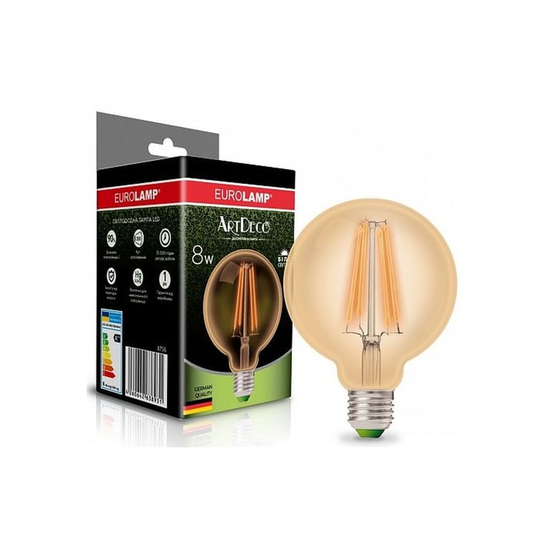 Лампочка Eurolamp G95 8W E27 4000K (LED-G95-08274(Amber)) - фото 1