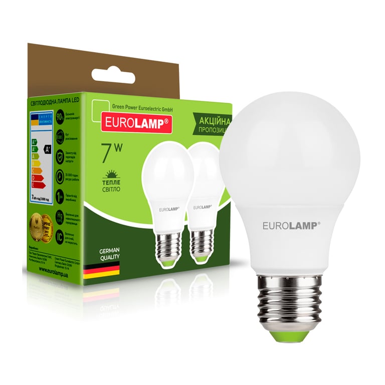 Лампочка Eurolamp LED A60 7W E27 3000K 220V акция 1+1 (MLP-LED-A60-07272(E)) - фото 2