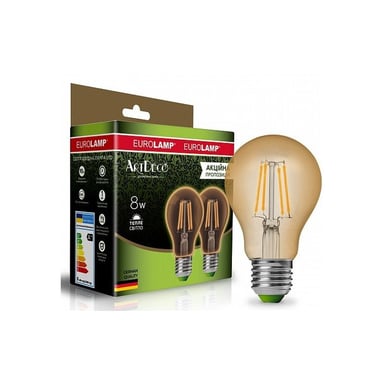 Лампочка Eurolamp A60 8W E27 2700K (deco) акция 1+1 new (MLP-LED-A60-08273(Amber)new) - фото 1
